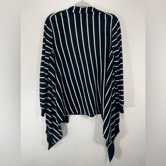 Lafayette 148 New York Striped Asymmetrical Cardigan Medium Minimalist Chic - Picture 8 of 10